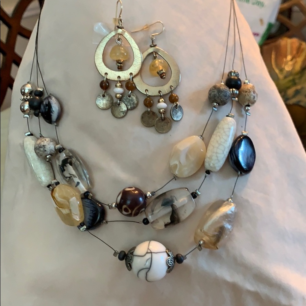 Chicos glass bead necklace & earrings